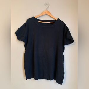 TWEEDS Short Sleeve Sweater top shirt Square Neck Capsule Basic 100% Cotton USA